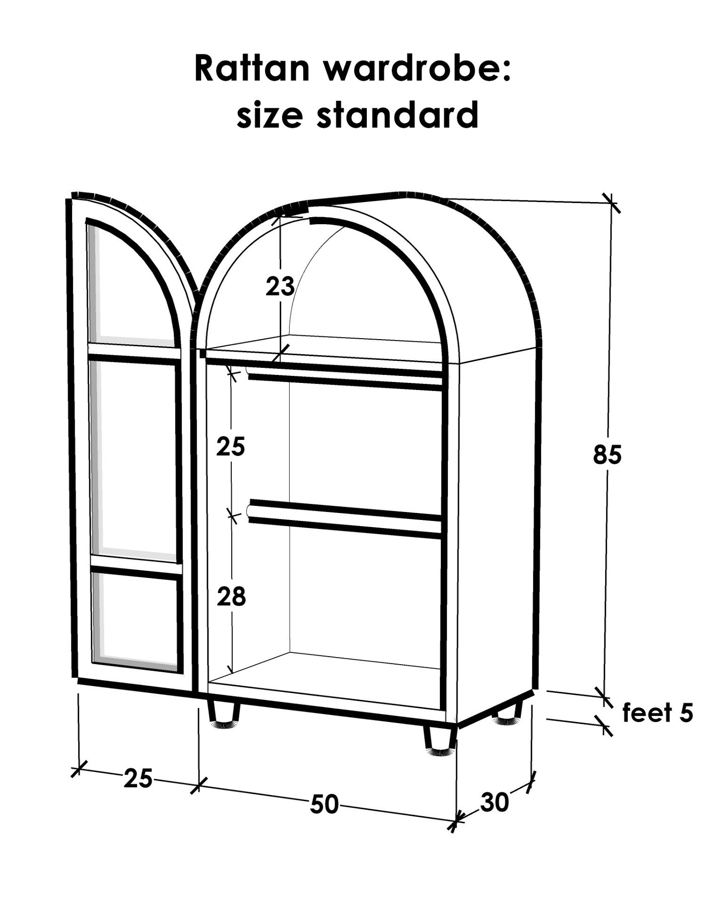 Rattan Wardrobe (Curved)